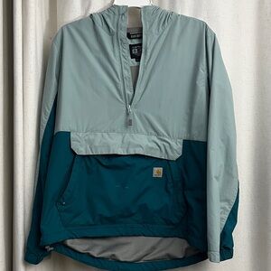 Carhartt Teal and Gray Hooded Jacket